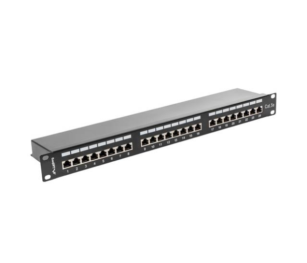 LANBERG Patch Panel 24 Port 1U Kat.5E czarny ekranowany PPS5-1024-B - 457248 - zdjęcie 2